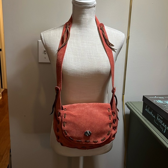One of a kind, coral and brown trim Shoulder Bag - Picture 1 of 10